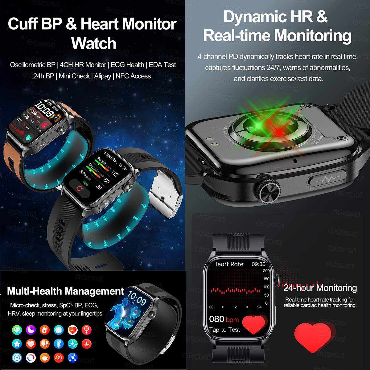 Sapphire Smartwatch AMOLED Scr - Fall Detection Watch recension och pris