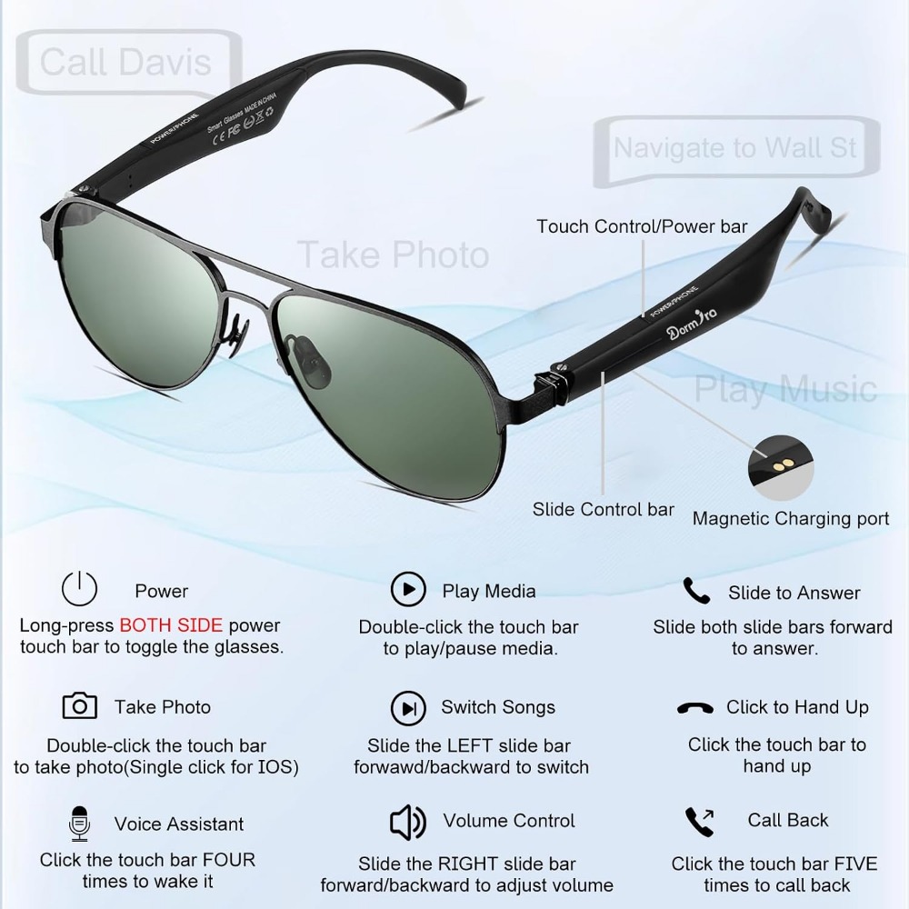 Men's Smart Glasses with 12H B - Smart Glasses Lens recension och pris